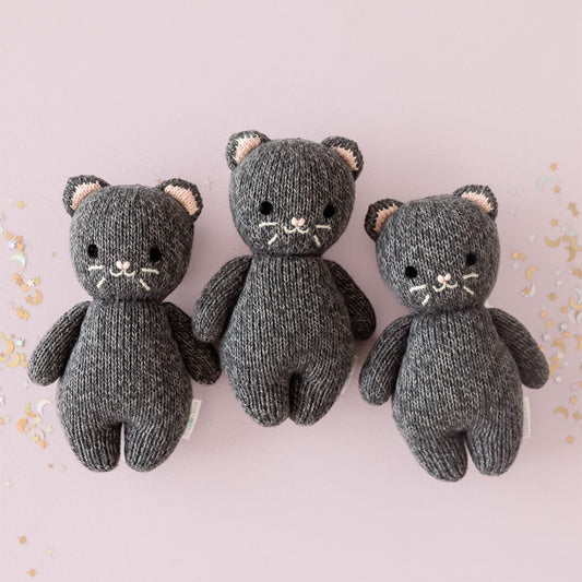Baby Kitten Charcoal Hand-Knit Doll