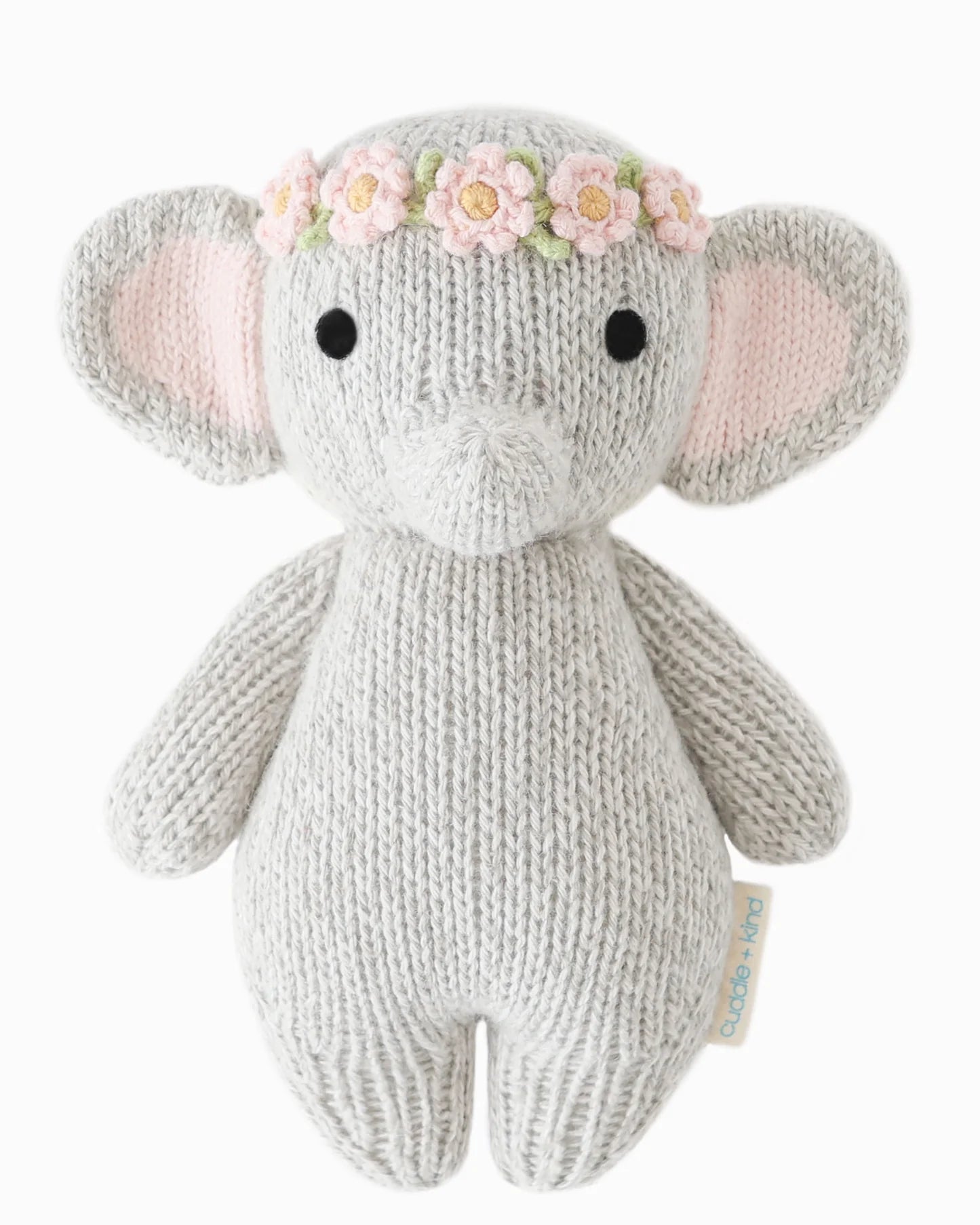 Baby Elephant Blush Floral Hand-Knit Doll