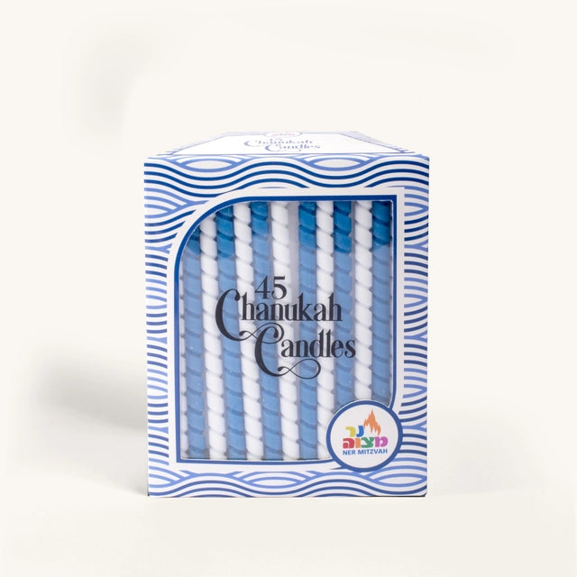 Blue & White Spiral Chanukah Candles