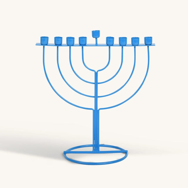 Blue Wireframe Menorah