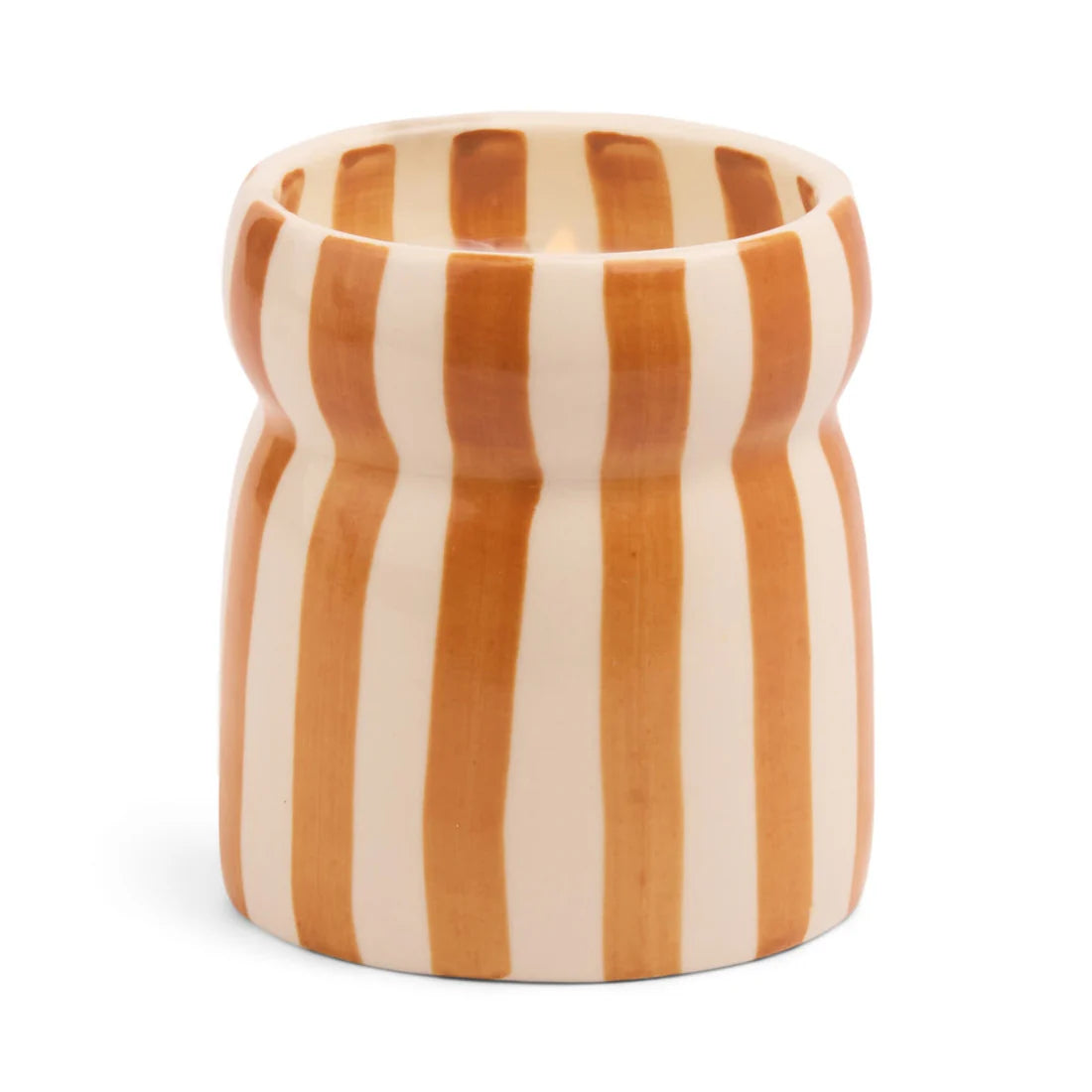 Cabana Rust Striped Ceramic Candle Sienna Sunset