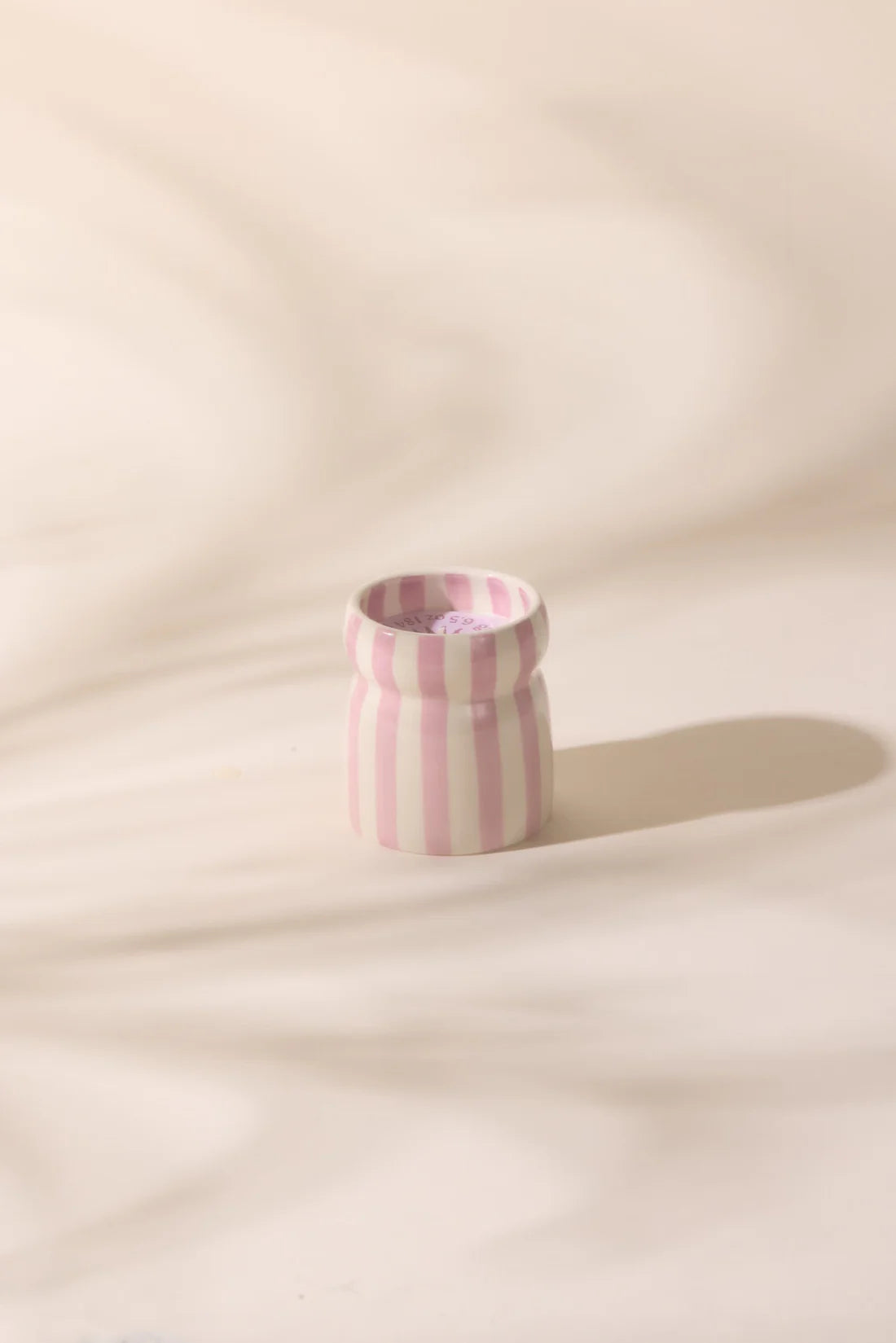 Cabana Lavender Striped Ceramic Candle Grecian Sand