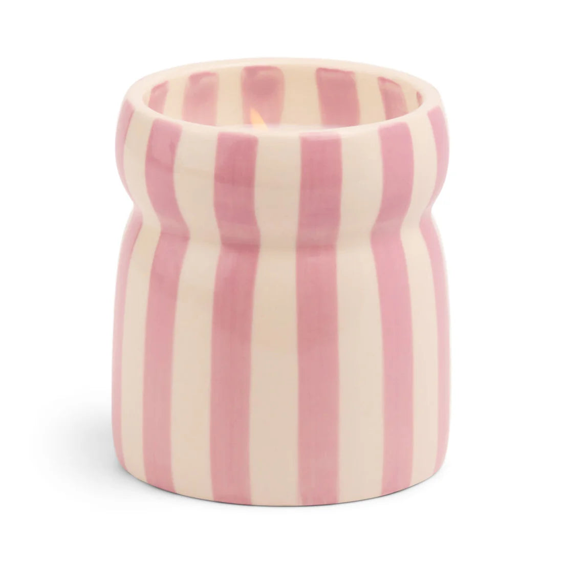Cabana Lavender Striped Ceramic Candle Grecian Sand