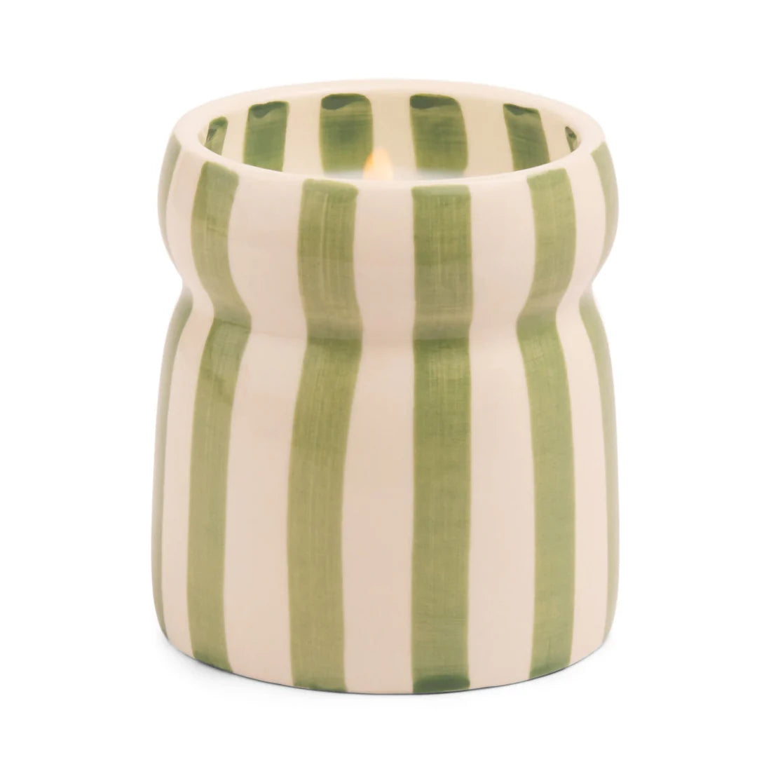 Cabana Sage Striped Ceramic Candle Bora Bora