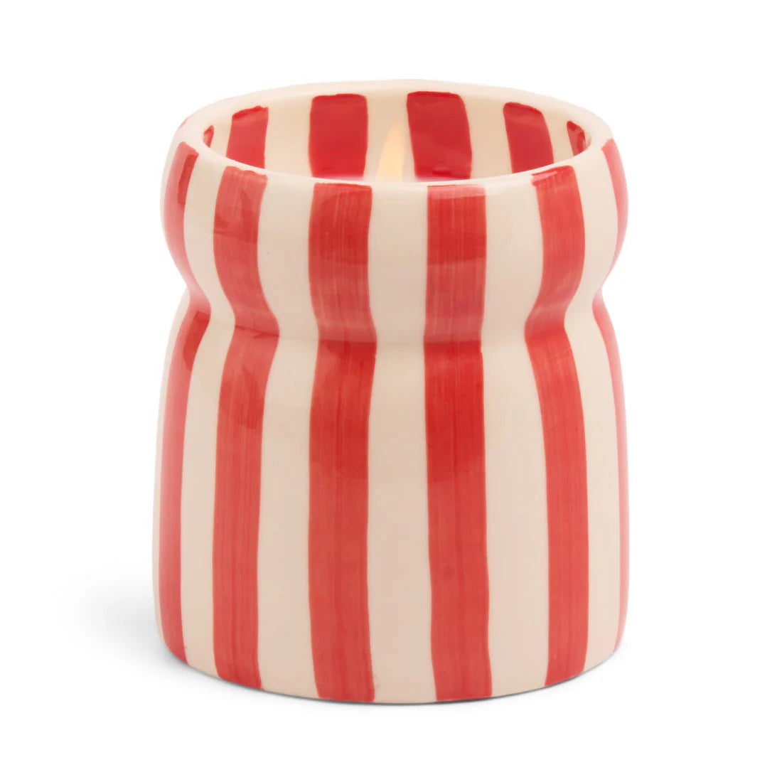 Cabana Red Striped Ceramic Candle Hibiscus Bag