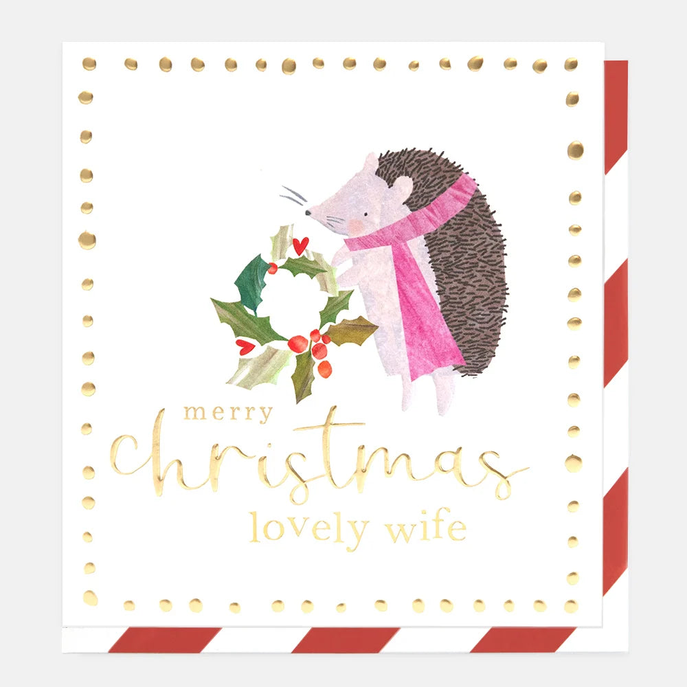 Merry Christmas Hedgehog Wife Card