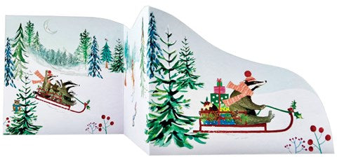 Foldout Badger Sledding Card
