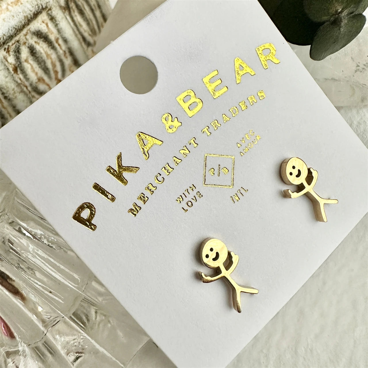 Disgruntled Citizen Stickman Earrings in Gold