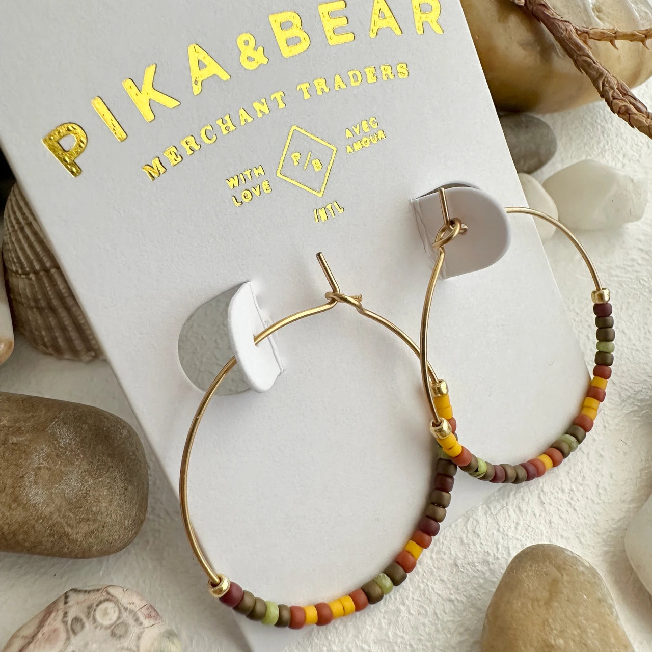 Memphre Bead Hoop Earrings in Cedars & Pines