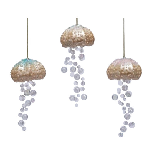 Painted Resin Jelly Fish Ornaments With Iridescent Legs