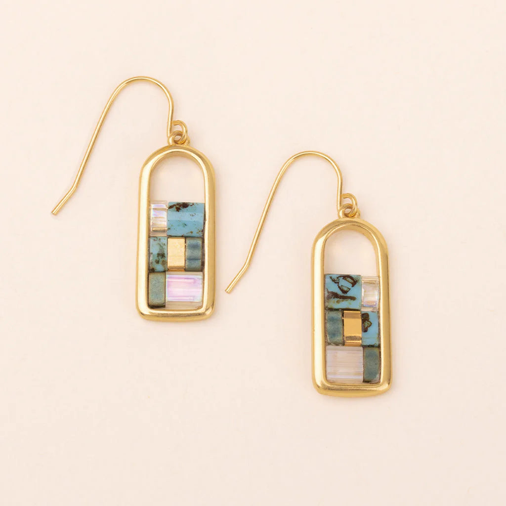 Good Karma Miyuki Frame Earring Turquoise Gold