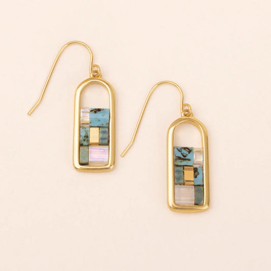 Good Karma Miyuki Frame Earring Turquoise Gold