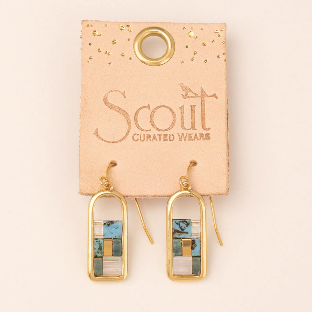 Good Karma Miyuki Frame Earring Turquoise Gold