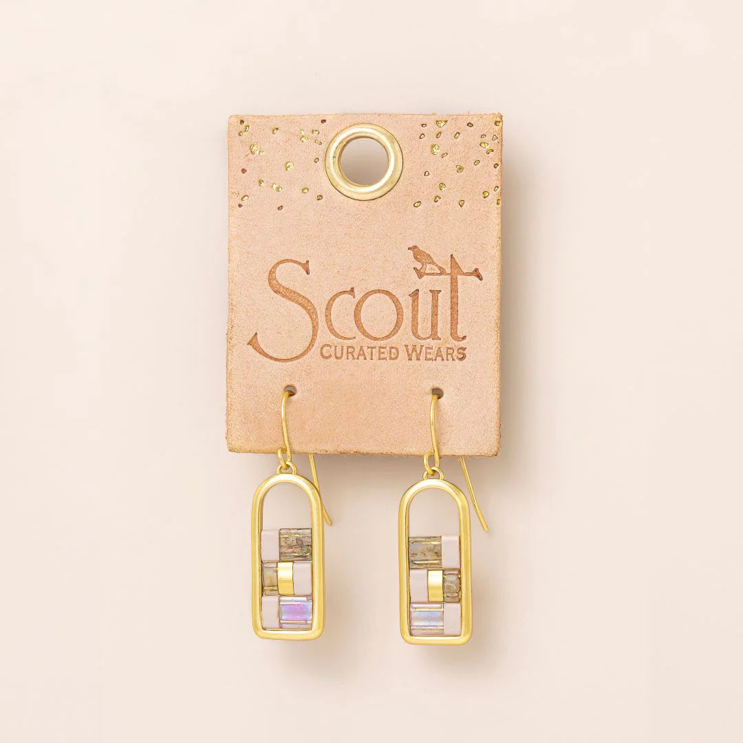 Good Karma Miyuki Frame Earring Blush Topaz Gold