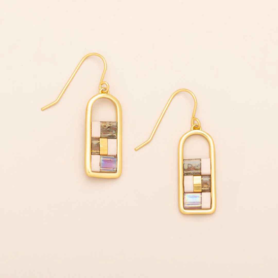 Good Karma Miyuki Frame Earring Blush Topaz Gold