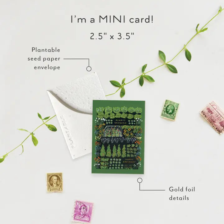 Garden Greenhouse Sprout Mini Greeting Card