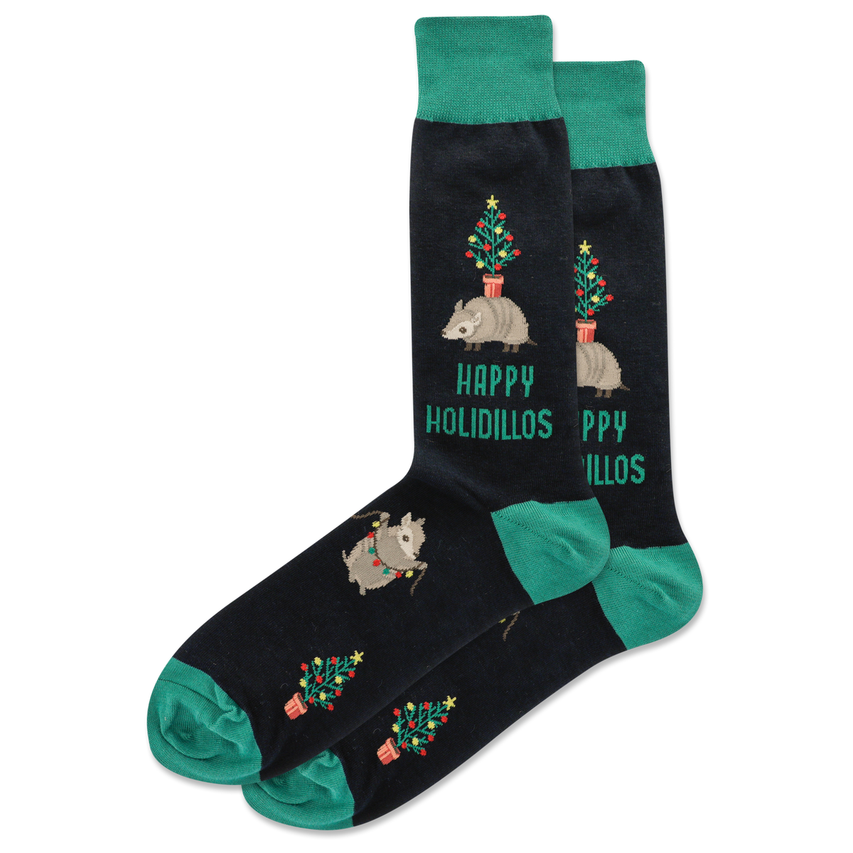 Armadillo Happy Holiday Men's Crew Socks