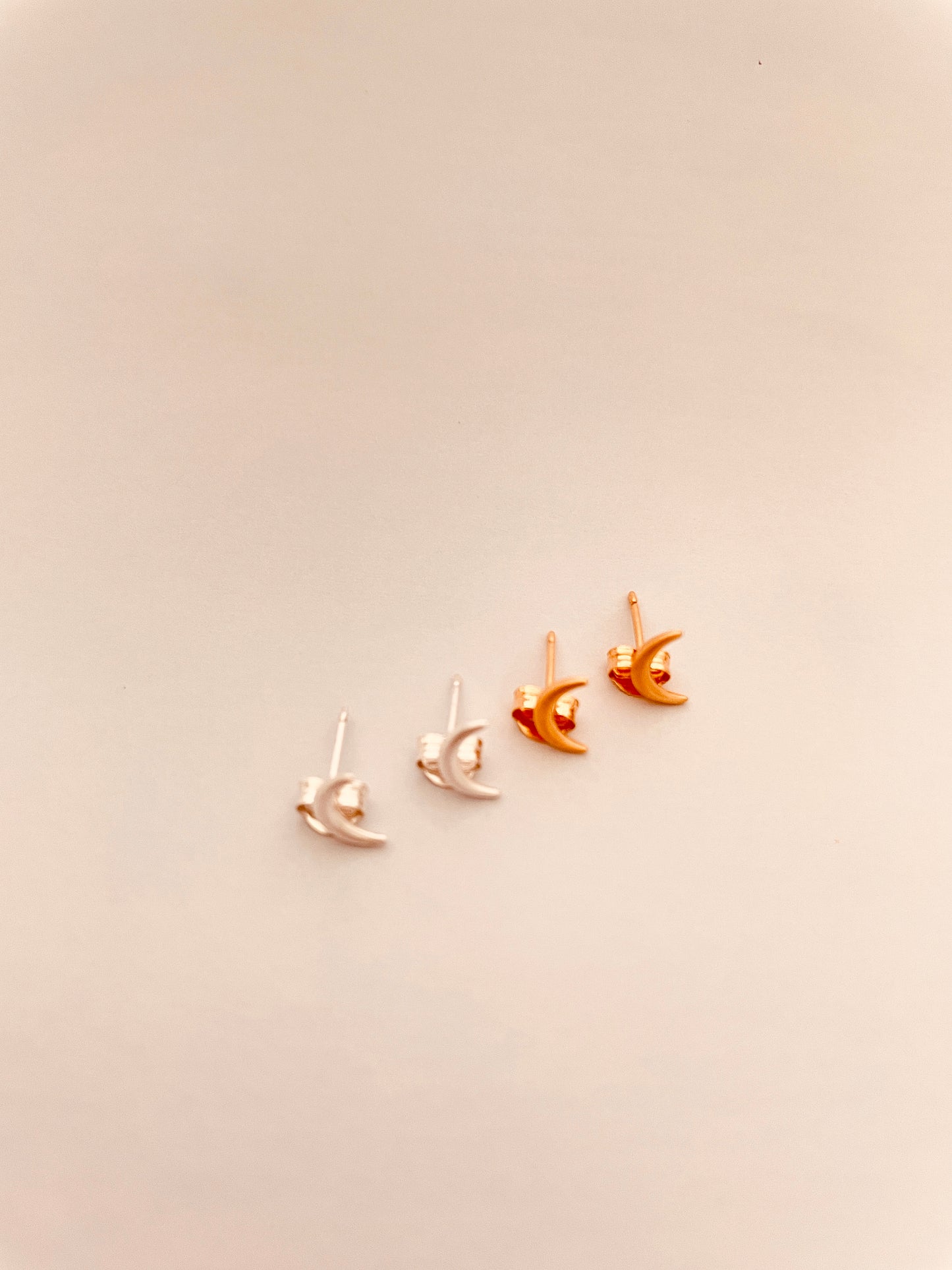 Rounded Crescent Moon Stud Earrings
