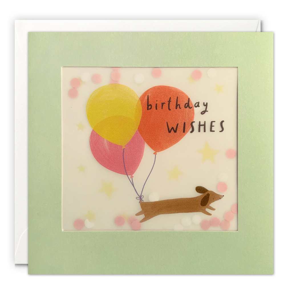 Dog Birthday Wishes Card with Paper Confetti