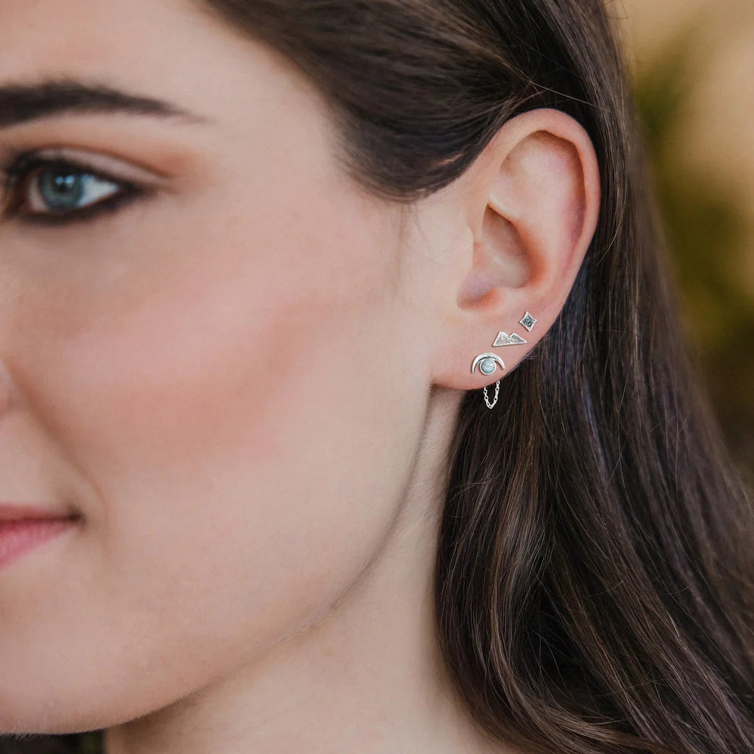 Stud Trio Ear Jacket Set Mountain Blue Howlite Silver