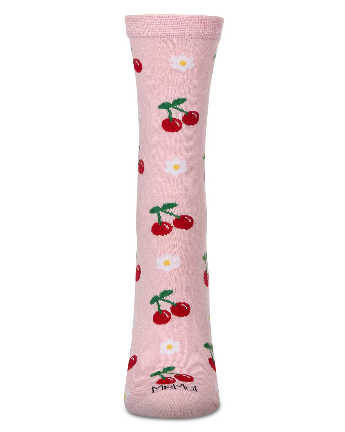 Women's Bamboo Crew Socks Pink Daisy Cherry