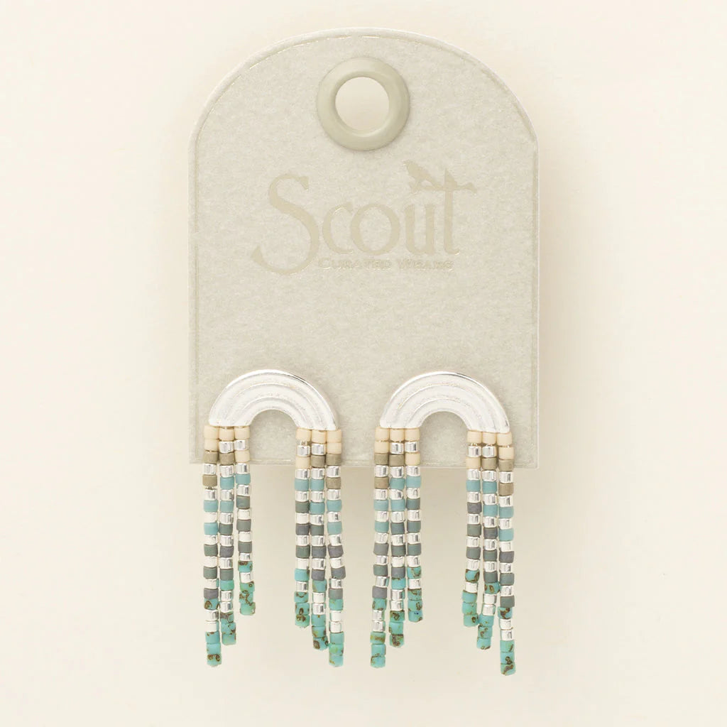 Chromacolor Miyuki Rainbow Fringe Earring Turquoise Multi Silver