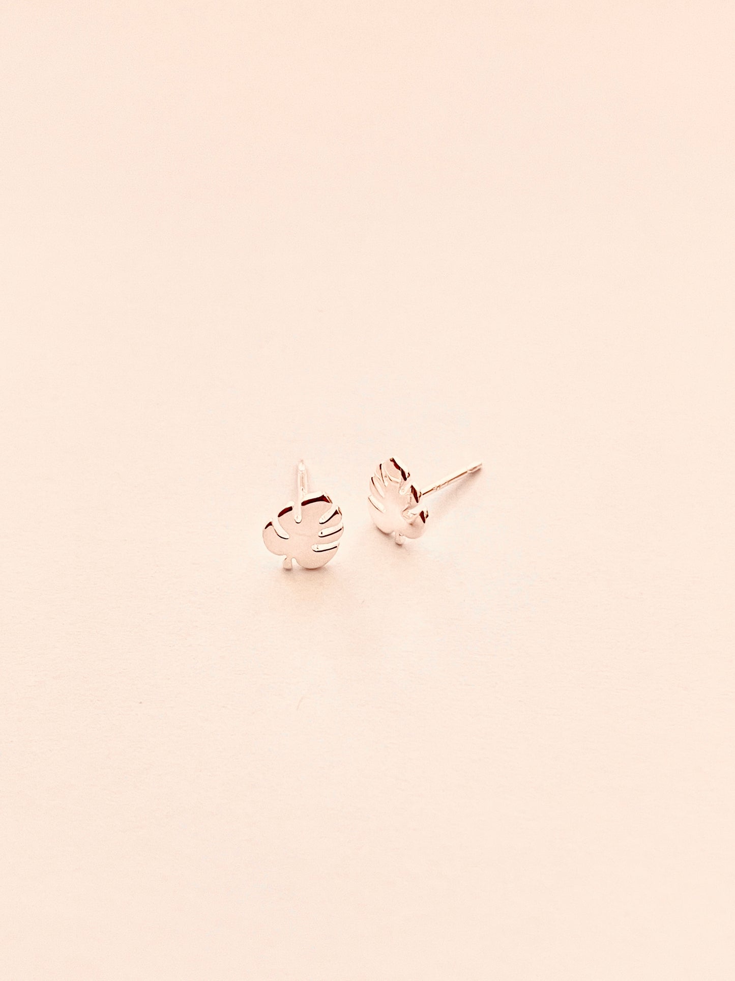 Monstera Leaf Stud Brushed Sterling Silver