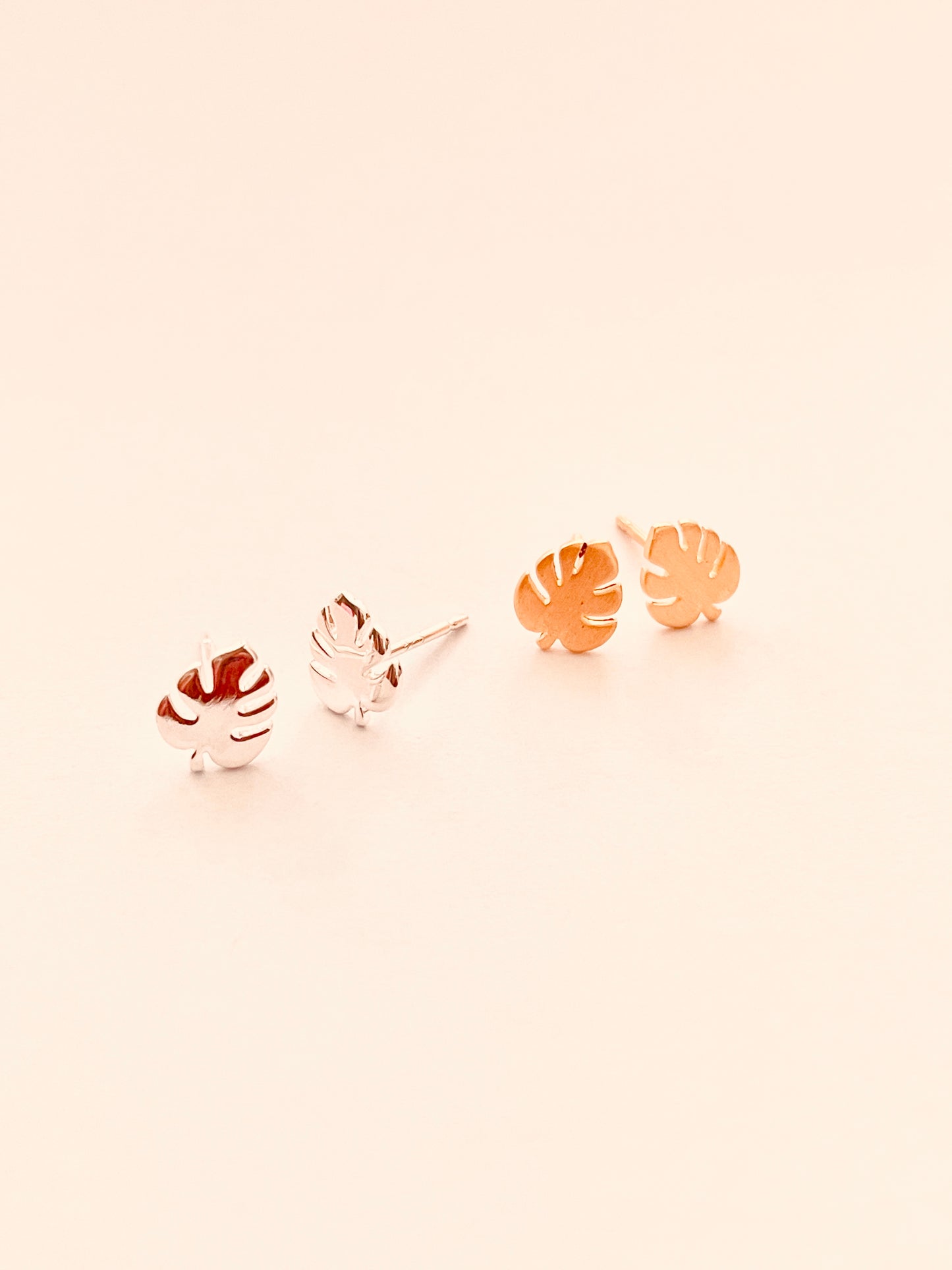 Monstera Leaf Stud Brushed Sterling Silver