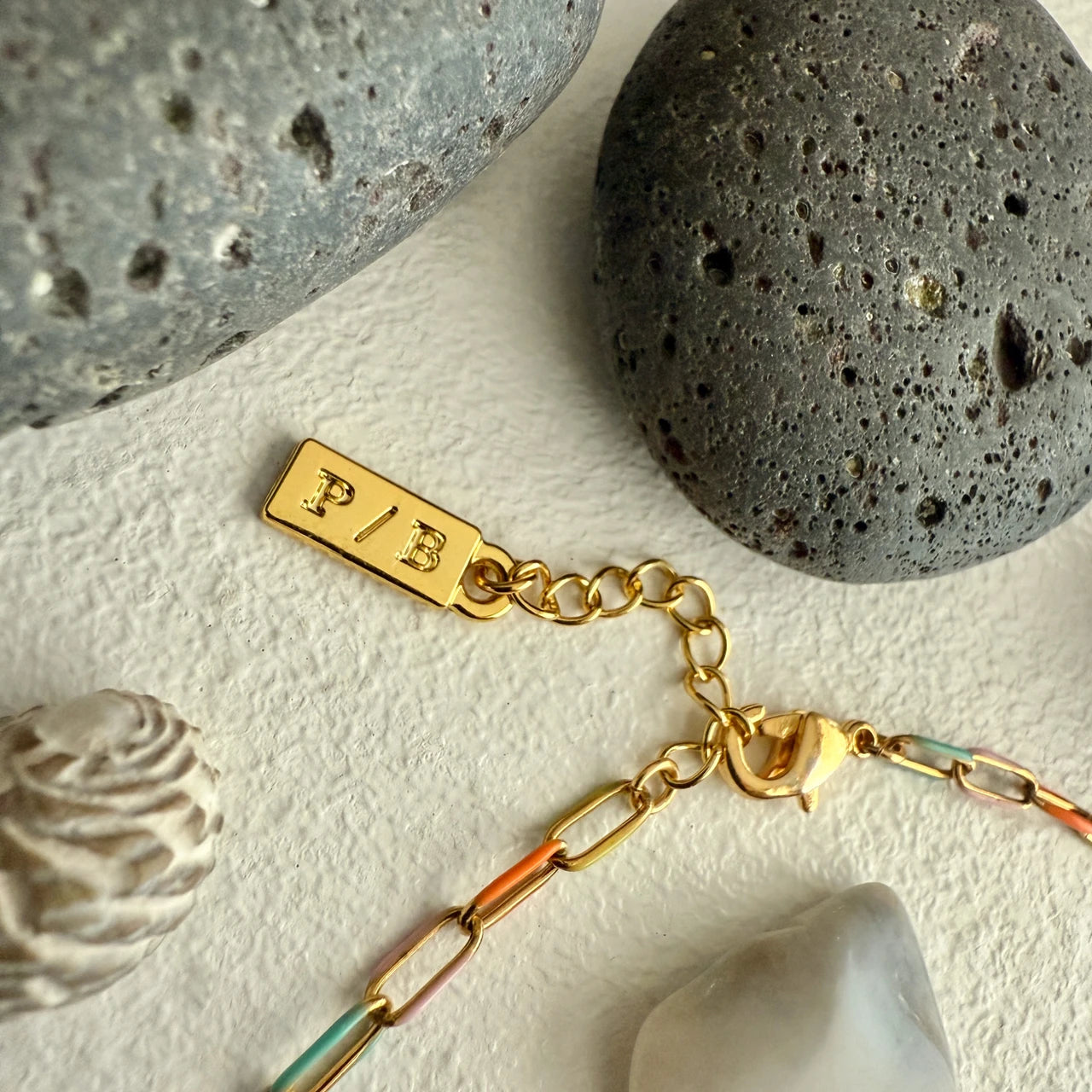 Bayside Paperclip Chain Necklace in Enamel & Gold