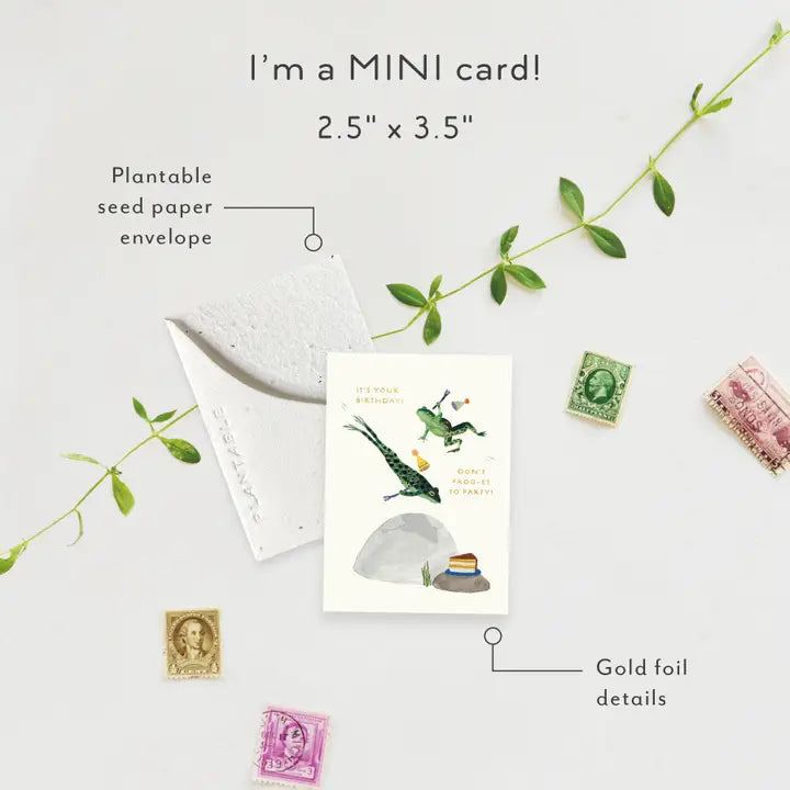 Party Frogs Sprout Mini Greeting Card