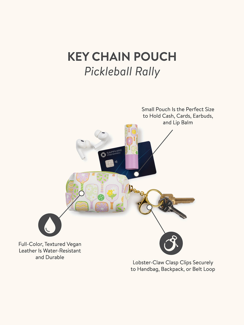 Pickleball Rally Keychain Pouch