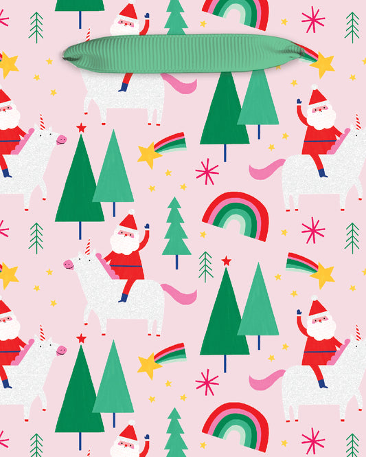 Rainbow Unicorn Santa Mini Gift Bag