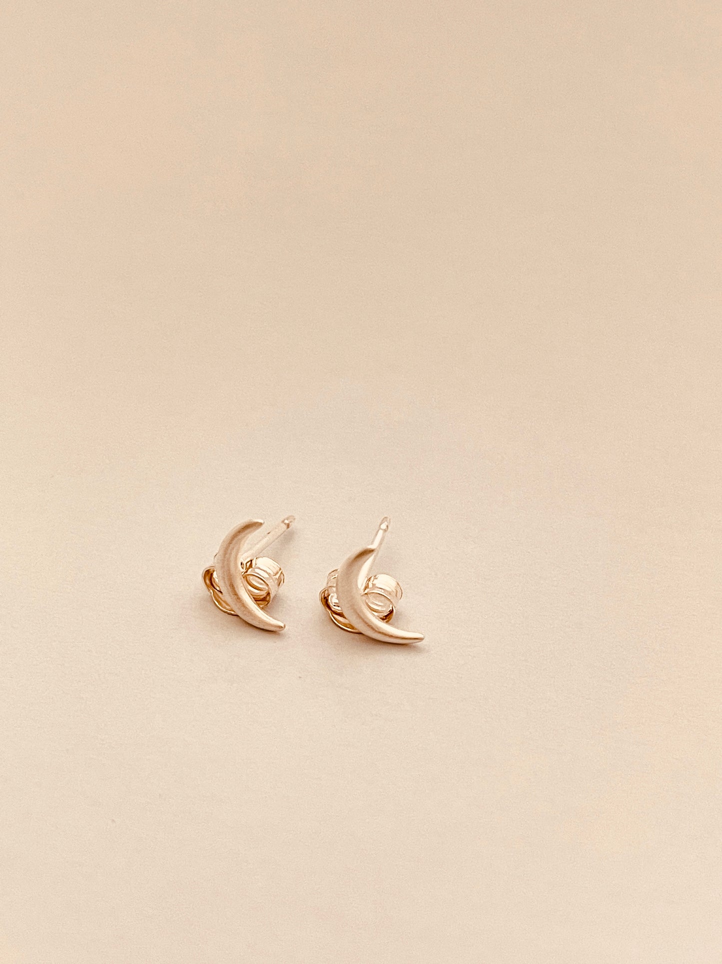 Rounded Crescent Moon Stud Earrings