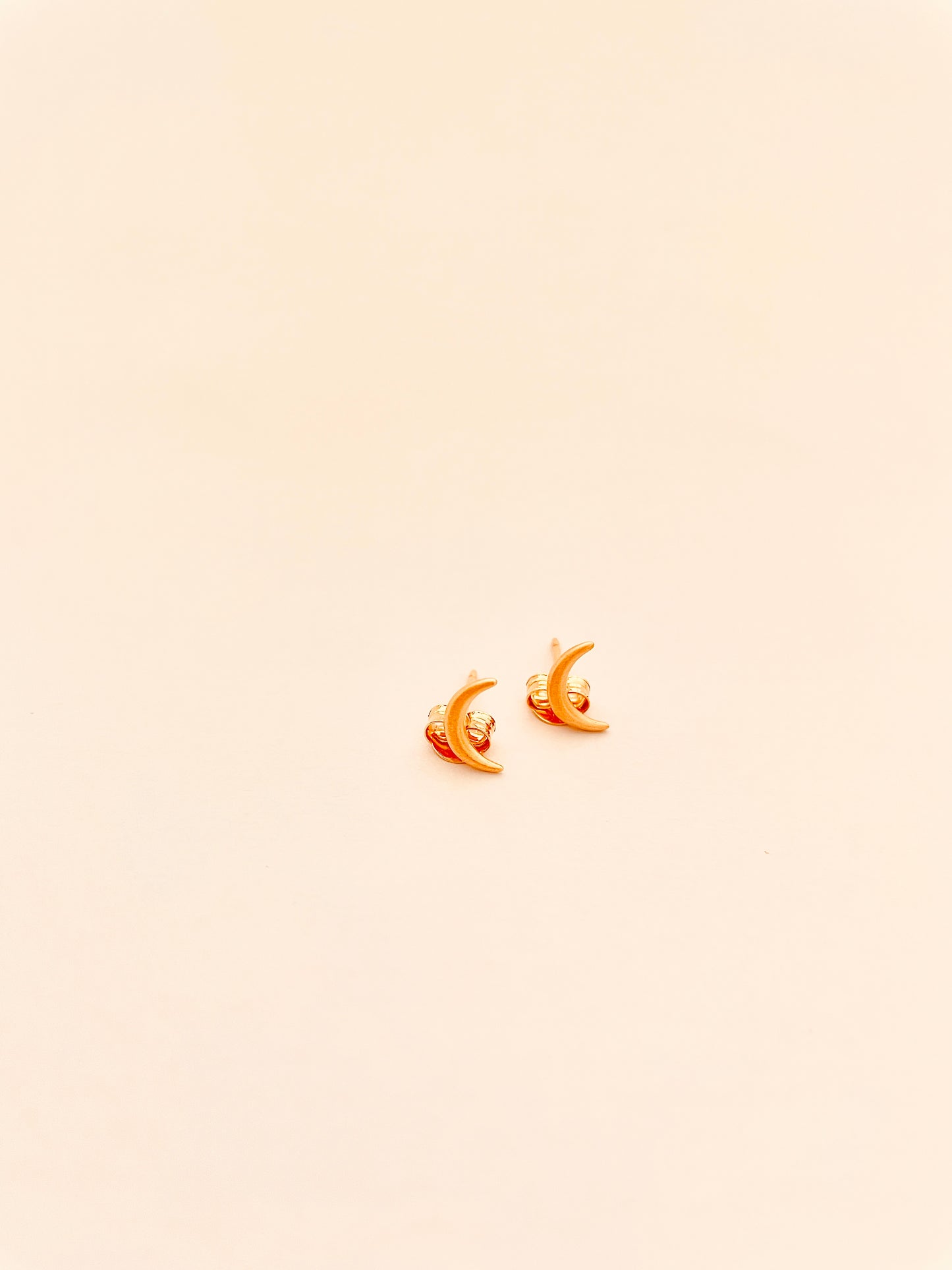 Rounded Crescent Moon Stud Earrings