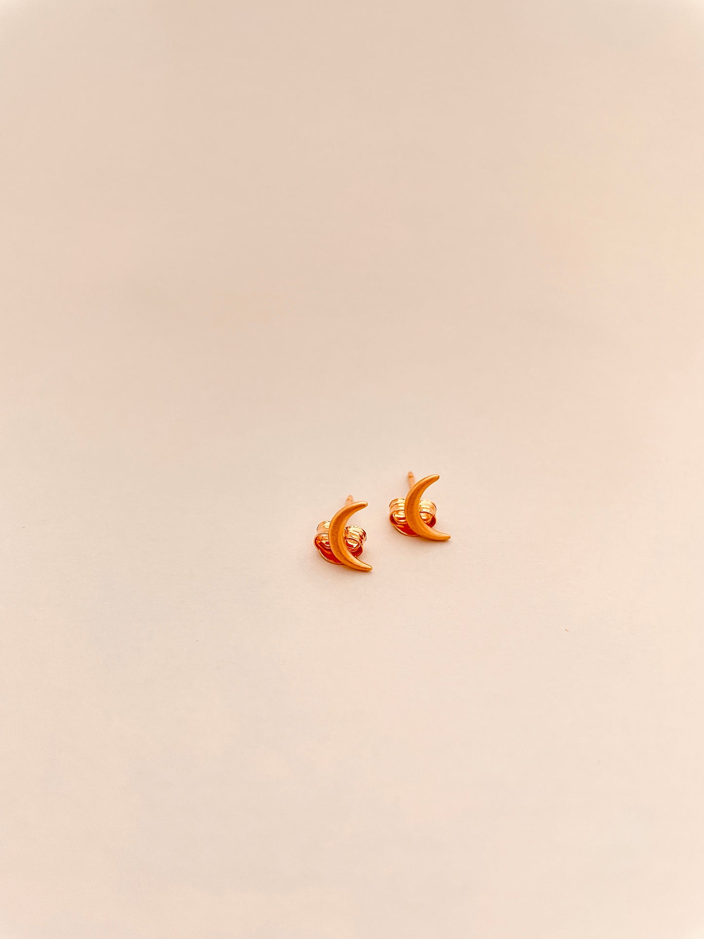 Rounded Crescent Moon Stud Earrings