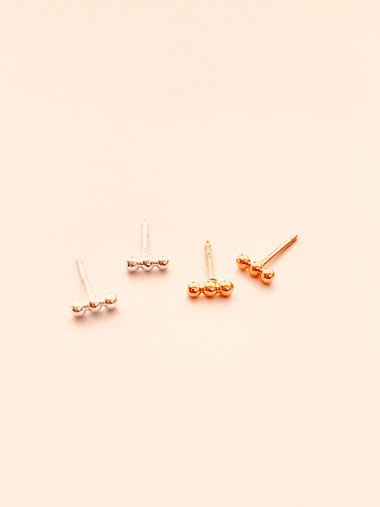 Row of 3 Tiny Balls Stud Earrings