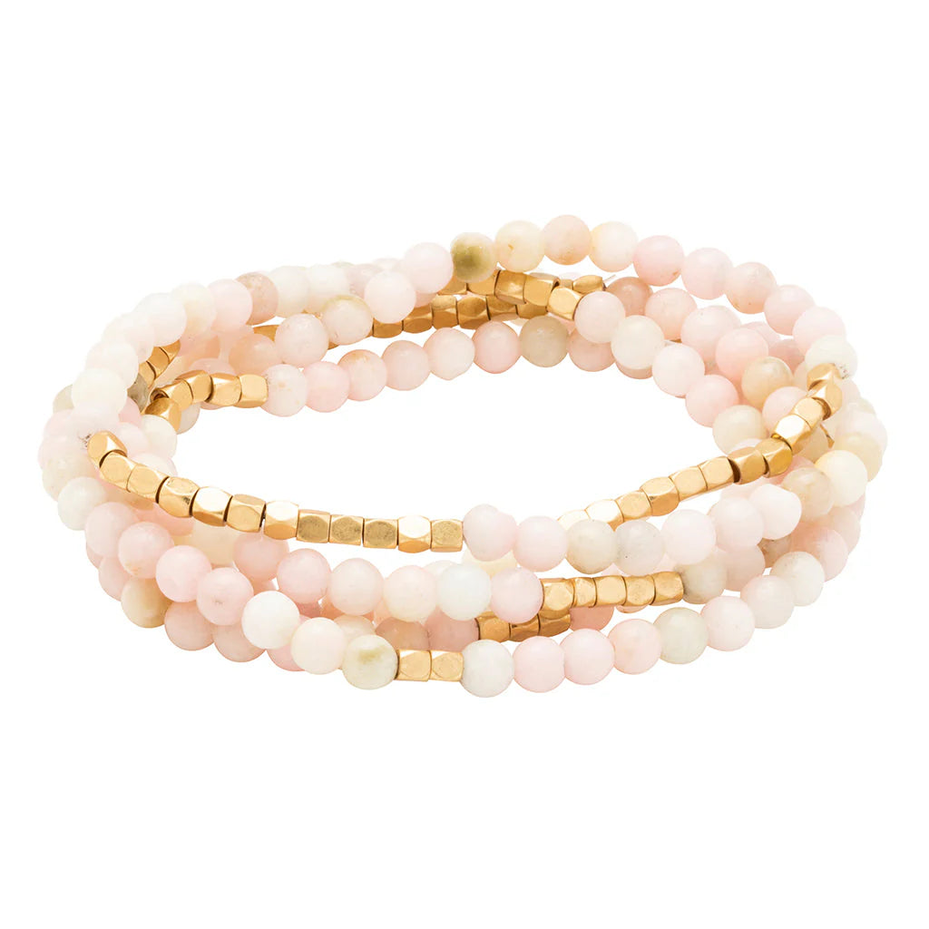 Stone Wrap Bracelet + Necklace Pink Opal Gold - Stone Of Renewal