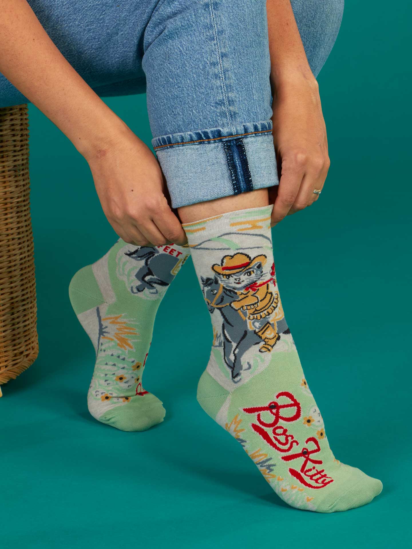 Women's Crew Socks Boss Kitty