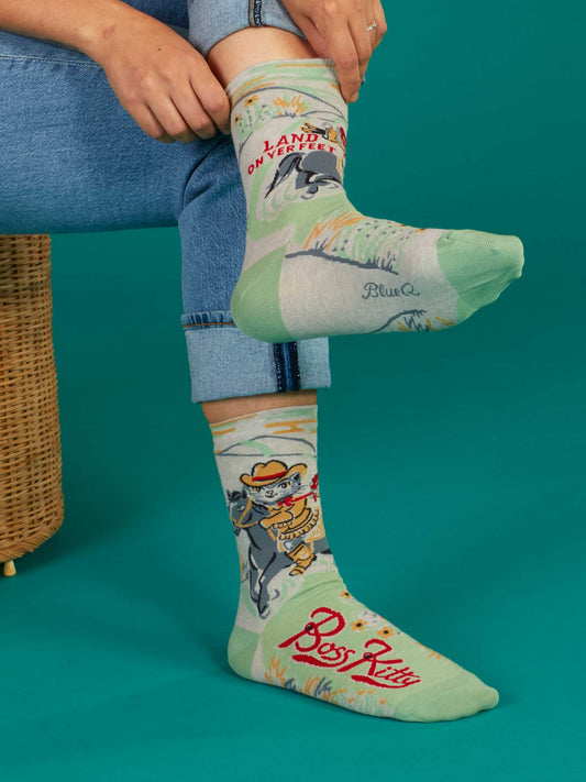 Women's Crew Socks Boss Kitty