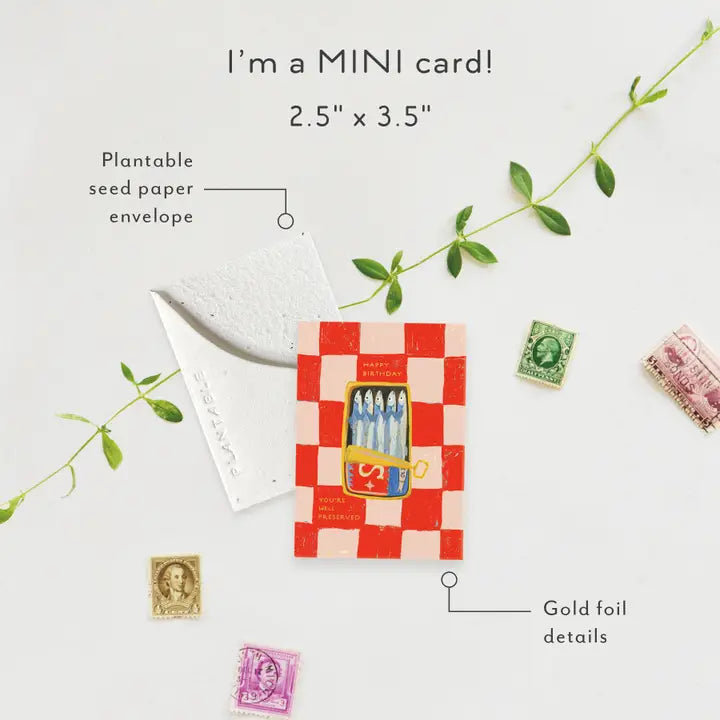 Sardines Sprout Mini Greeting Card