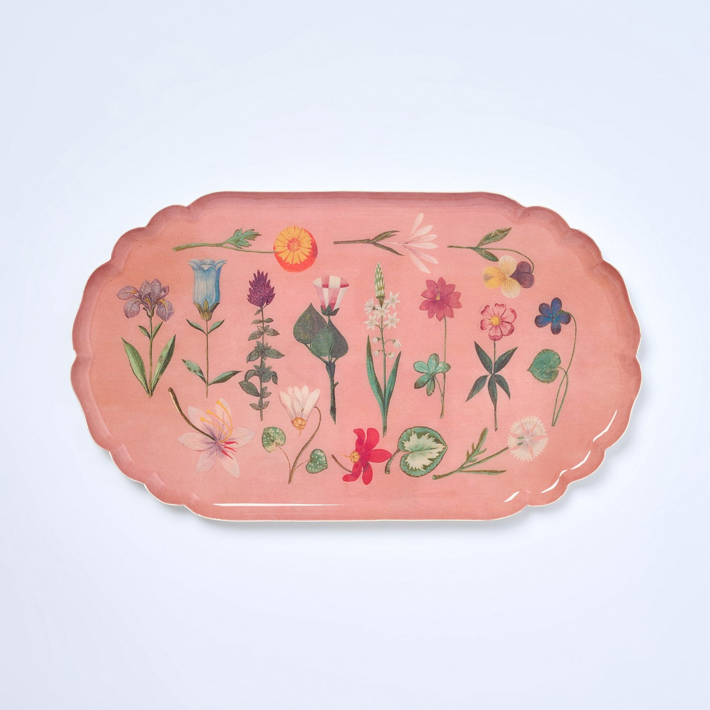 Scalloped Enamel Tray Festival of Flowers
