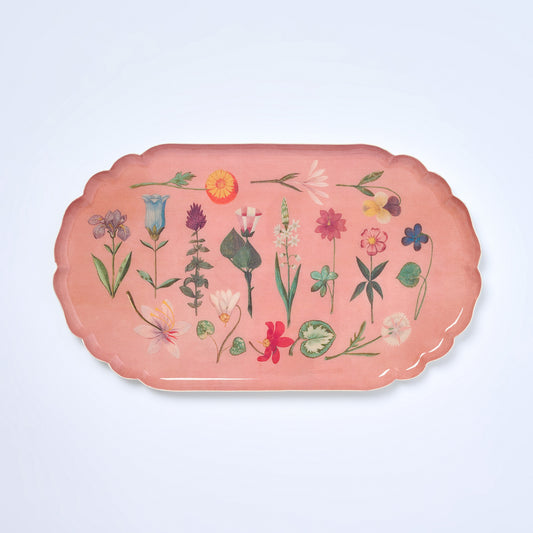 Scalloped Enamel Tray Festival of Flowers