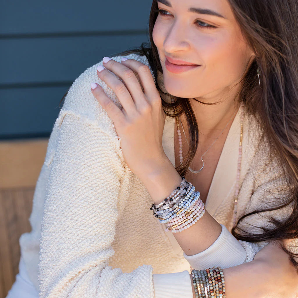 Stone Wrap Bracelet + Necklace Pink Opal Gold - Stone Of Renewal