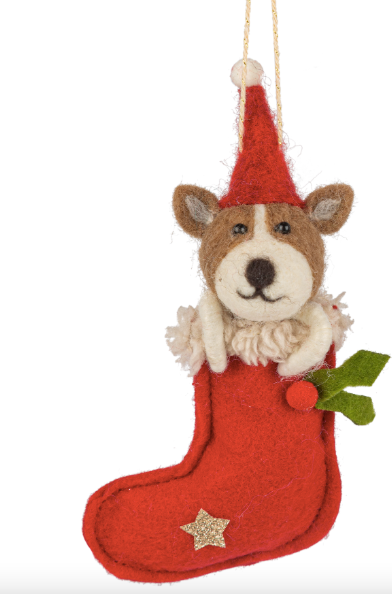 Felt Dog And Cat In Stocking Ornament