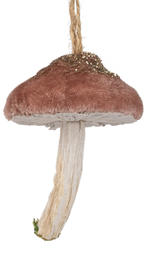 Velvet Mushroom Ornament Dusty Rose Cap