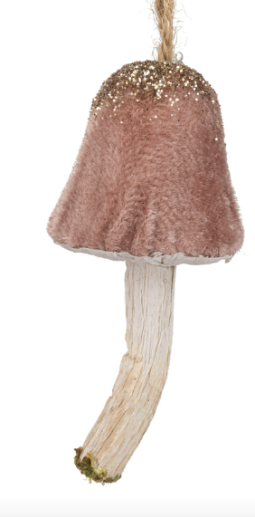 Velvet Mushroom Ornament Dusty Rose Cap
