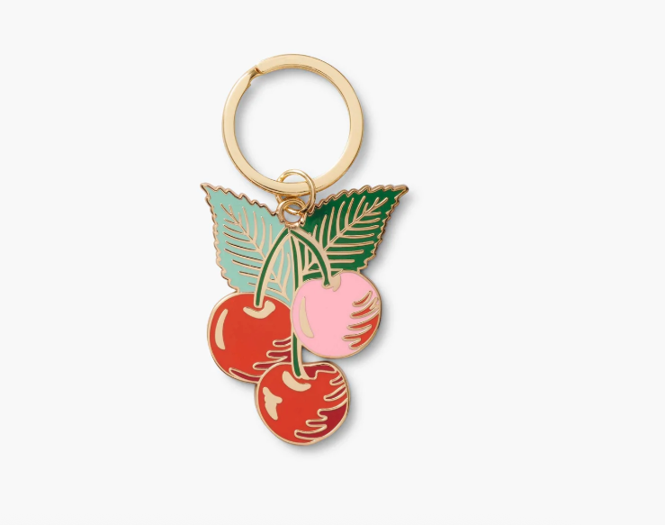 Cherries Enamel Keychain