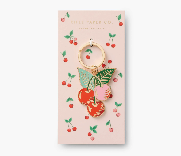 Cherries Enamel Keychain