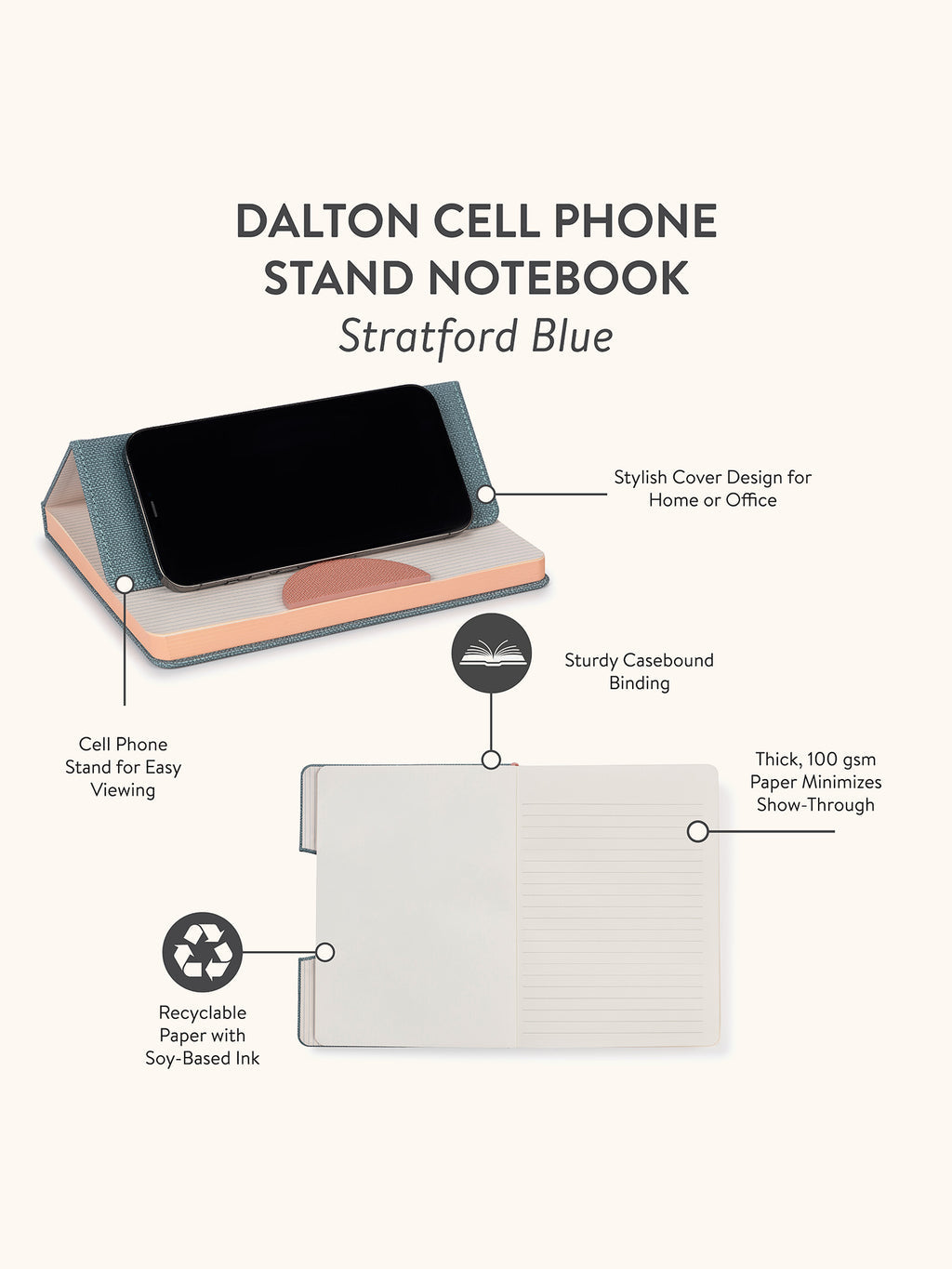 Stratford Blue Dalton Cell Phone Stand Notebook