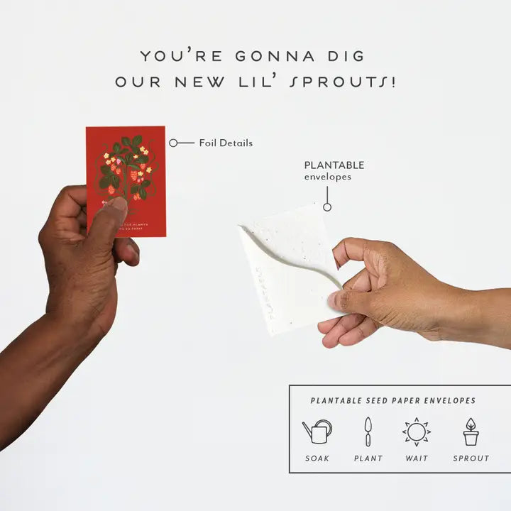 Sweet Strawberry Sprout Mini Greeting Card